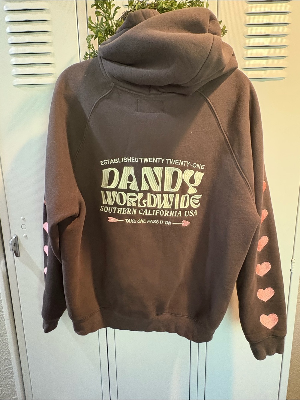 Sz M Dandy Worldwide “Heart on My Sleeve" Oversized Thick Lux Hoodie Charcoal